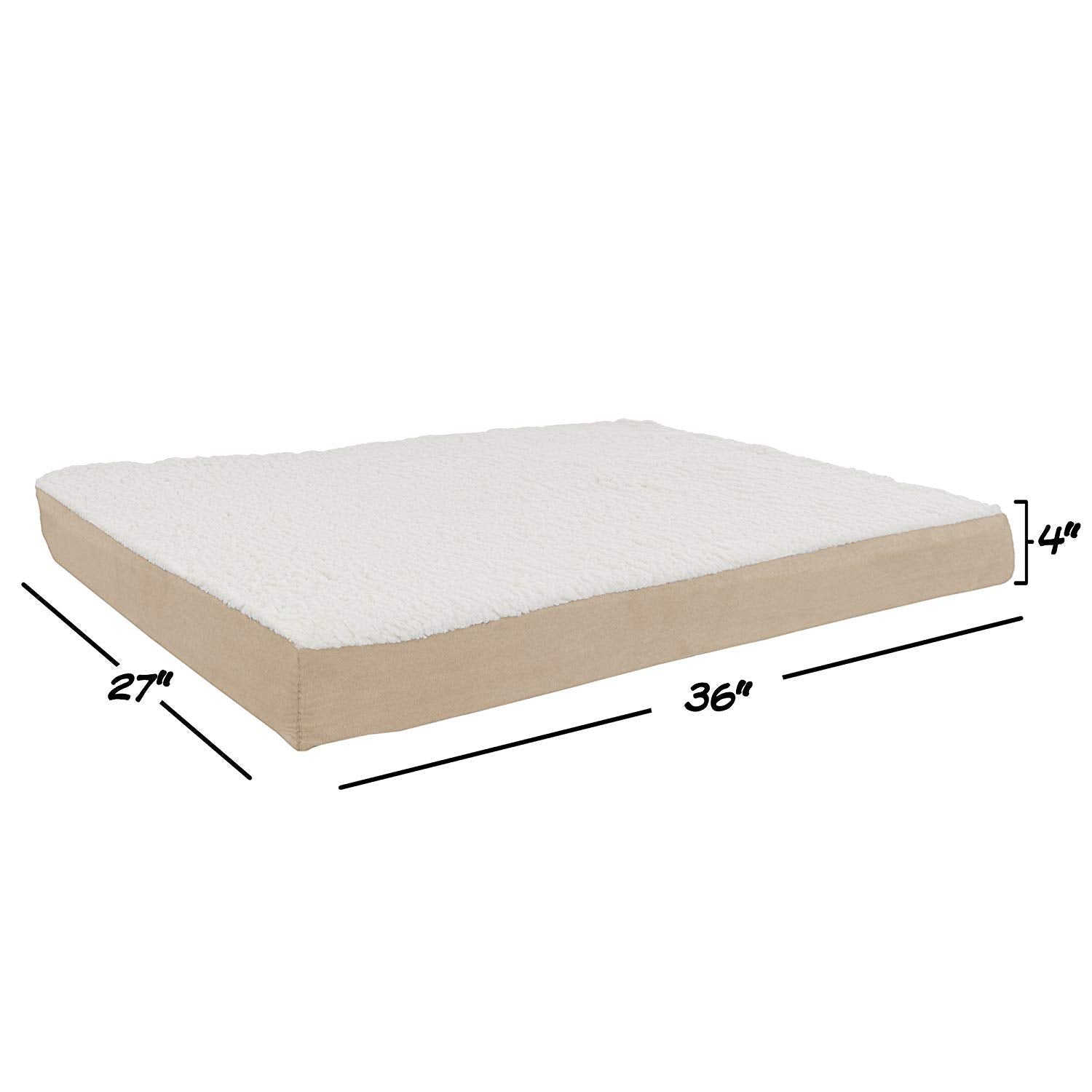PETMAKER Orthopedic Dog Bed - 2-Layer Memory Foam Dog Bed with Machine Washable Sherpa Top Cover - 36x27 Dog Mattress for Large