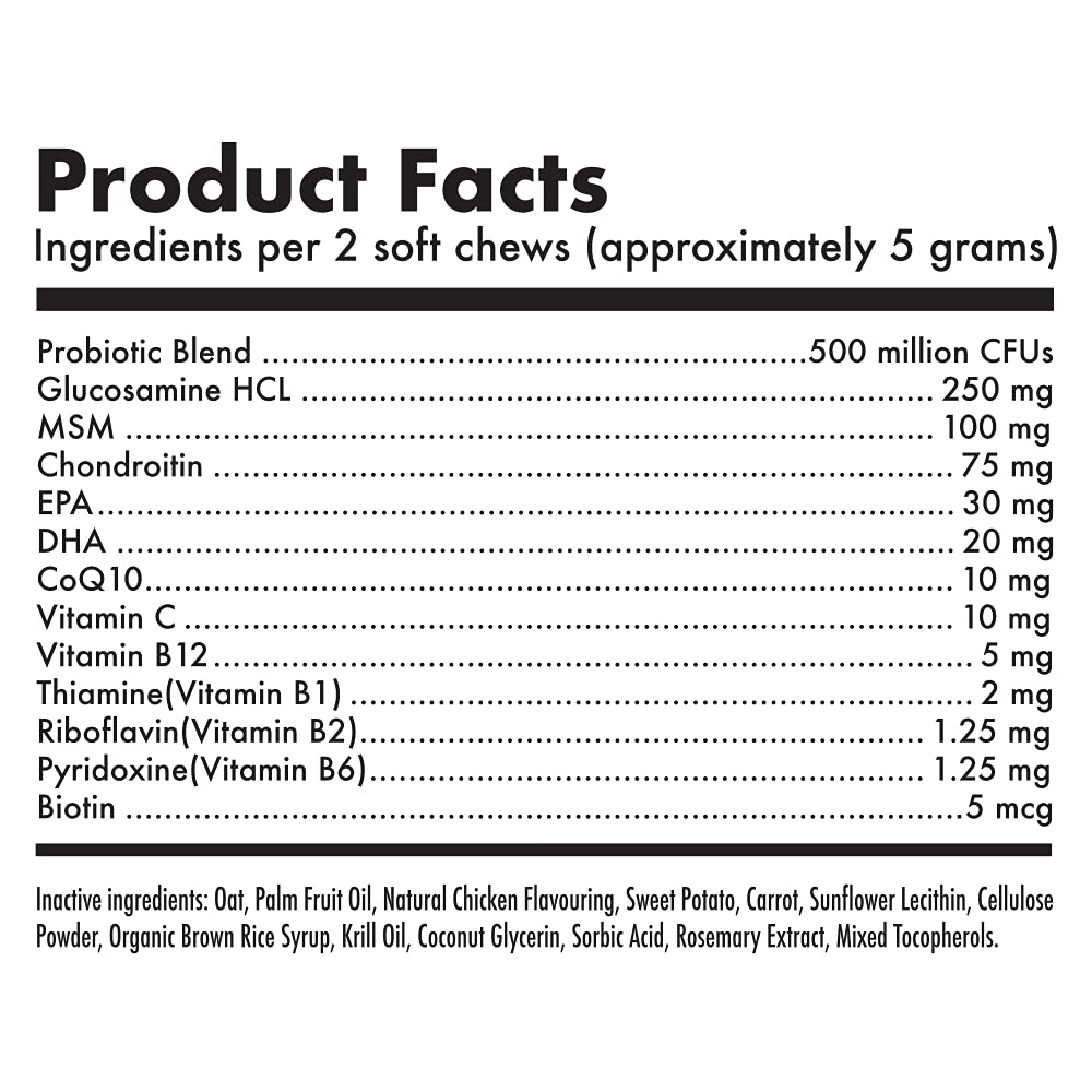 Dog Vitamins - 30 Multivitamins Chews w/Glucosamine Chondroitin, Probiotics Digestive Enzymes and Omegas - Supplement for Overal