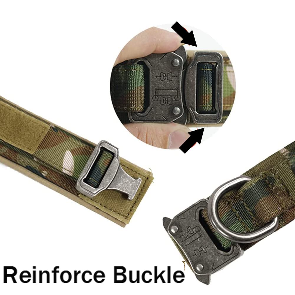 Tactical Dog Collar Military Dog Collar Adjustable Nylon Dog Collar Heavy Duty Metal Buckle With Handle For Dog Training (Camo,Xxl)