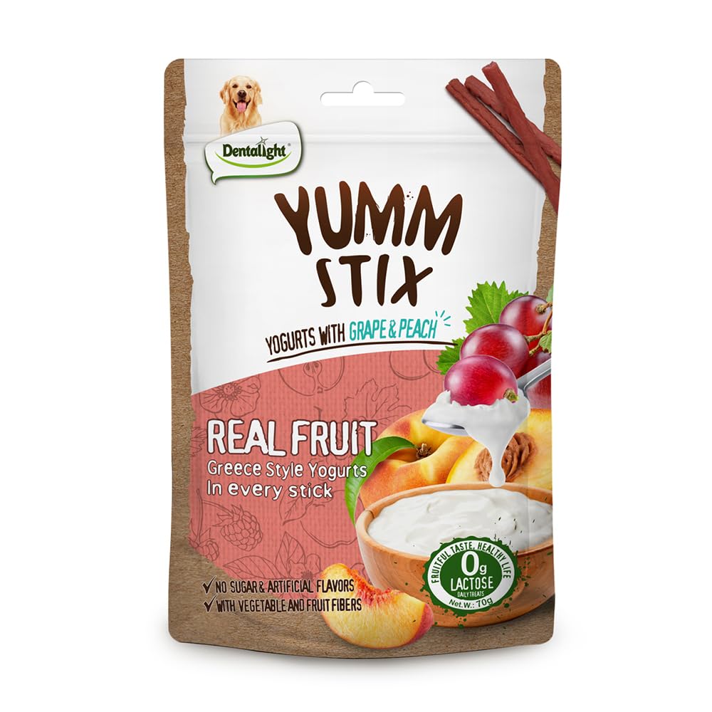 Dentalight - Yumm Stix Tuna Yogurts Stick Dog Treat Training Snack (70g, Grape&Peach)