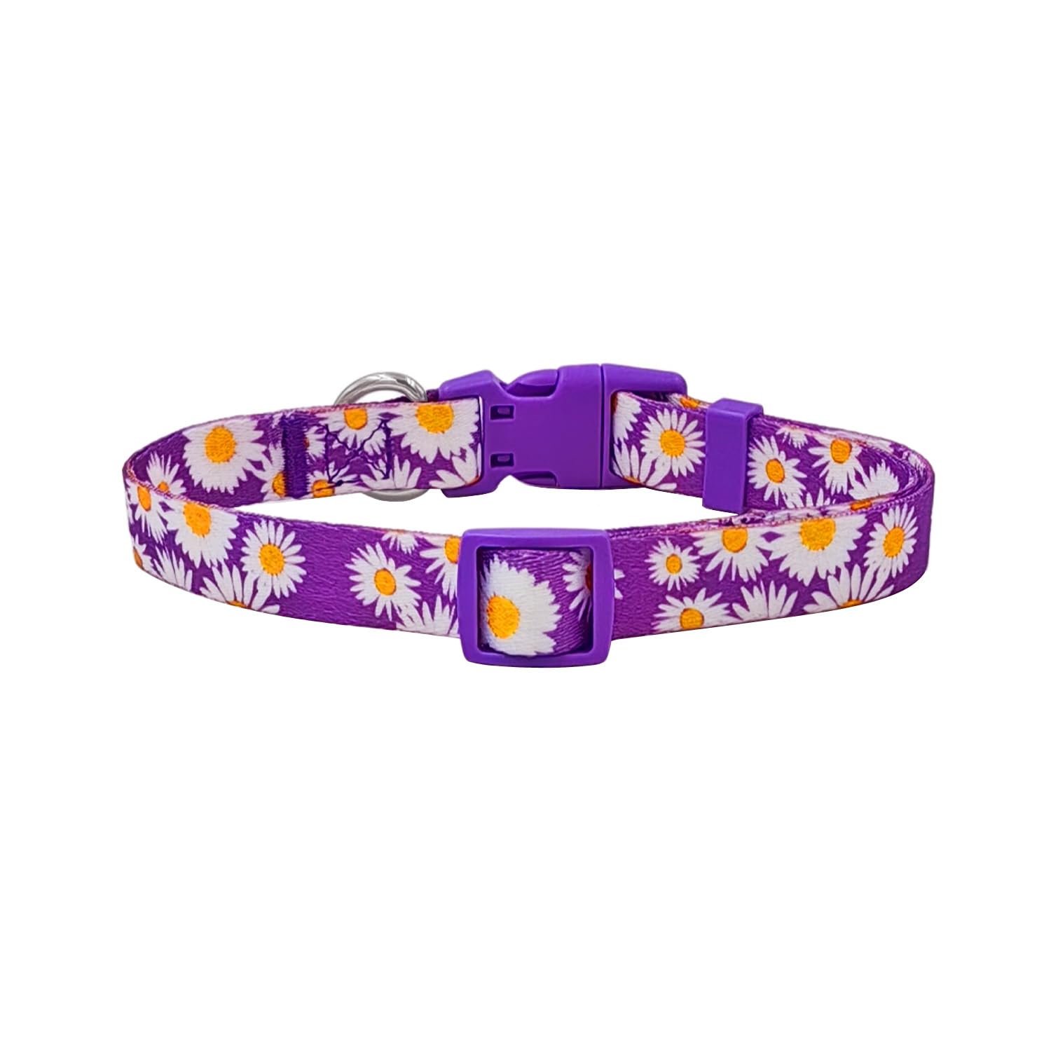 Olahibi Basic Dog Collar, Daisy Floral Pattern, Soft And Durable Polyester Material, Adjustable Length, For Small Dogs.(Small, P