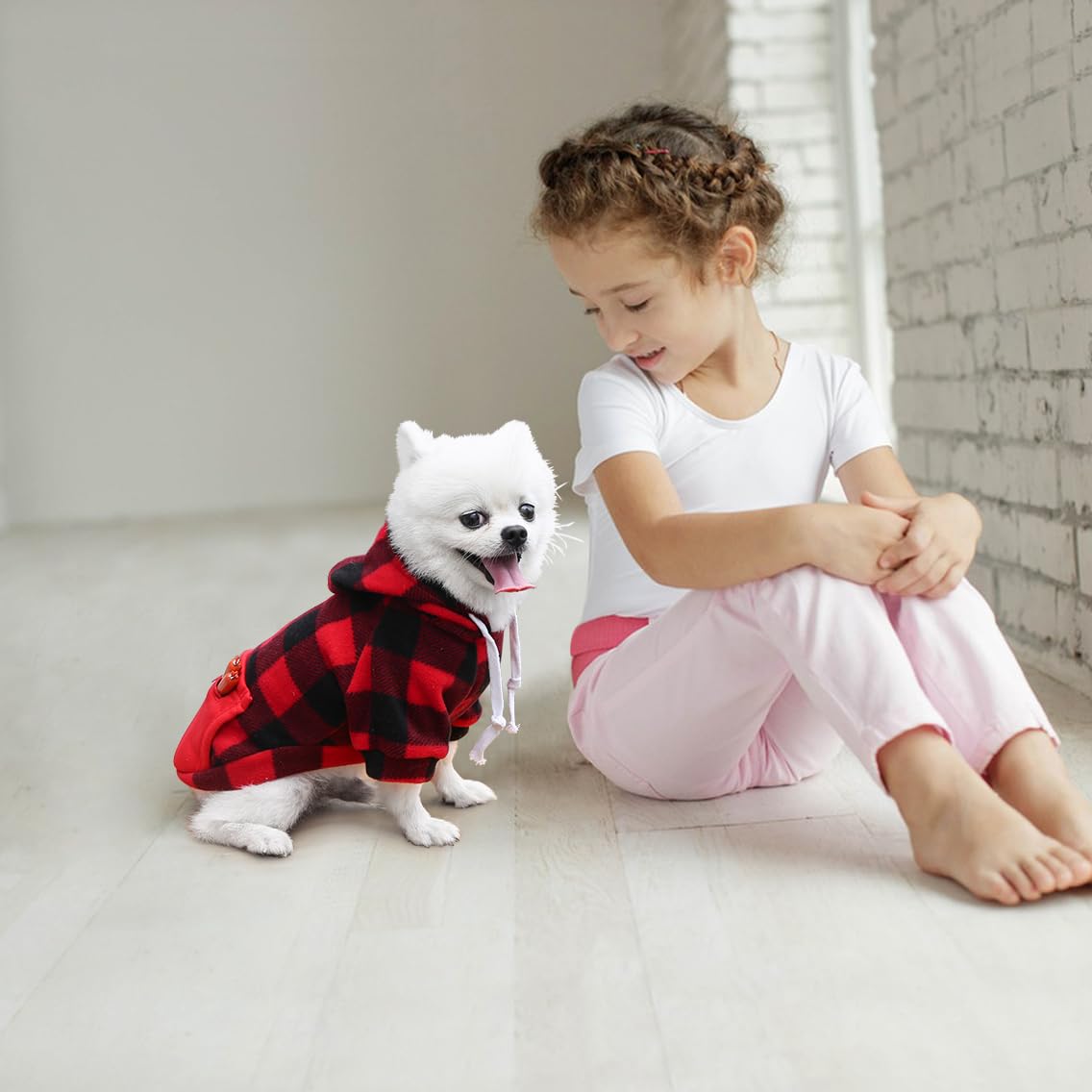 Mrcopetal Plaid Dog Sweatshirt With Zipper Pocket - Soft Brushed Fleece Hoodies For Puppy Winter Coat - Small To 3Xl
