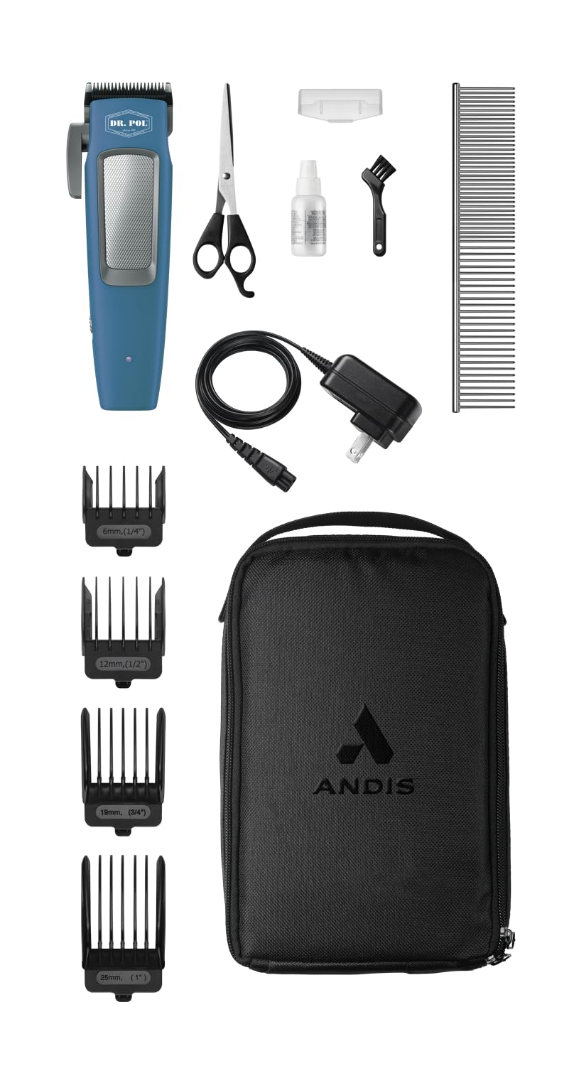 Andis Dr. Pol Easy Clip Cordless II Clipper Kit, Lightweight, Powerful Lithium-Ion, Universal Grooming on Light to Medium Coats