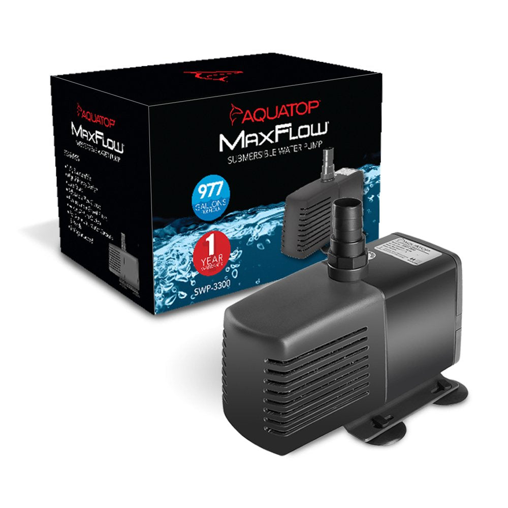 Aquatop MaxFlow Submersible Aquarium Pump 977 GPH adjustable flow, for fish tanks, sumps and statuary, SWP-3300