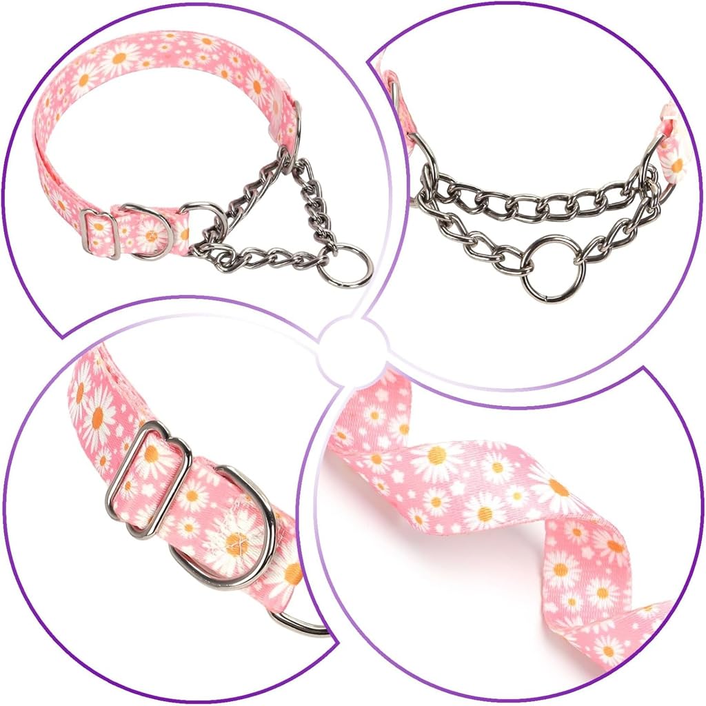 Martingale Collar,Stainless Steel Chain Martingale Collar For Dogs, No Pull Slip Cinch Choker Choke Heavy Duty Dog Collar
