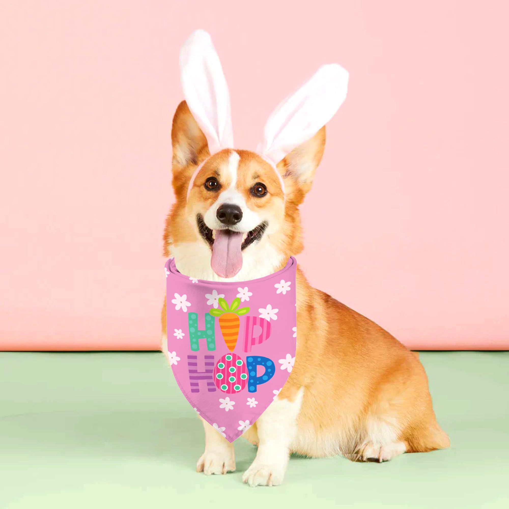 Easter Dog Bandanas 2 Pack, Hip Hop Egg Hunt Dasiy Paws Dog Scarfs For Boy And Girl, Pet Scarves For Easter Day Holiday Neckerch