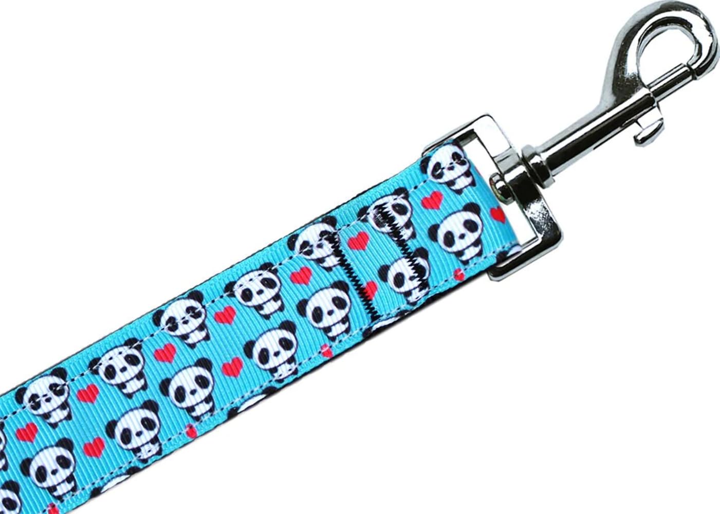 Pet Dog & Cat Nylon Collar or Leash, "Panda Love" LG Collar