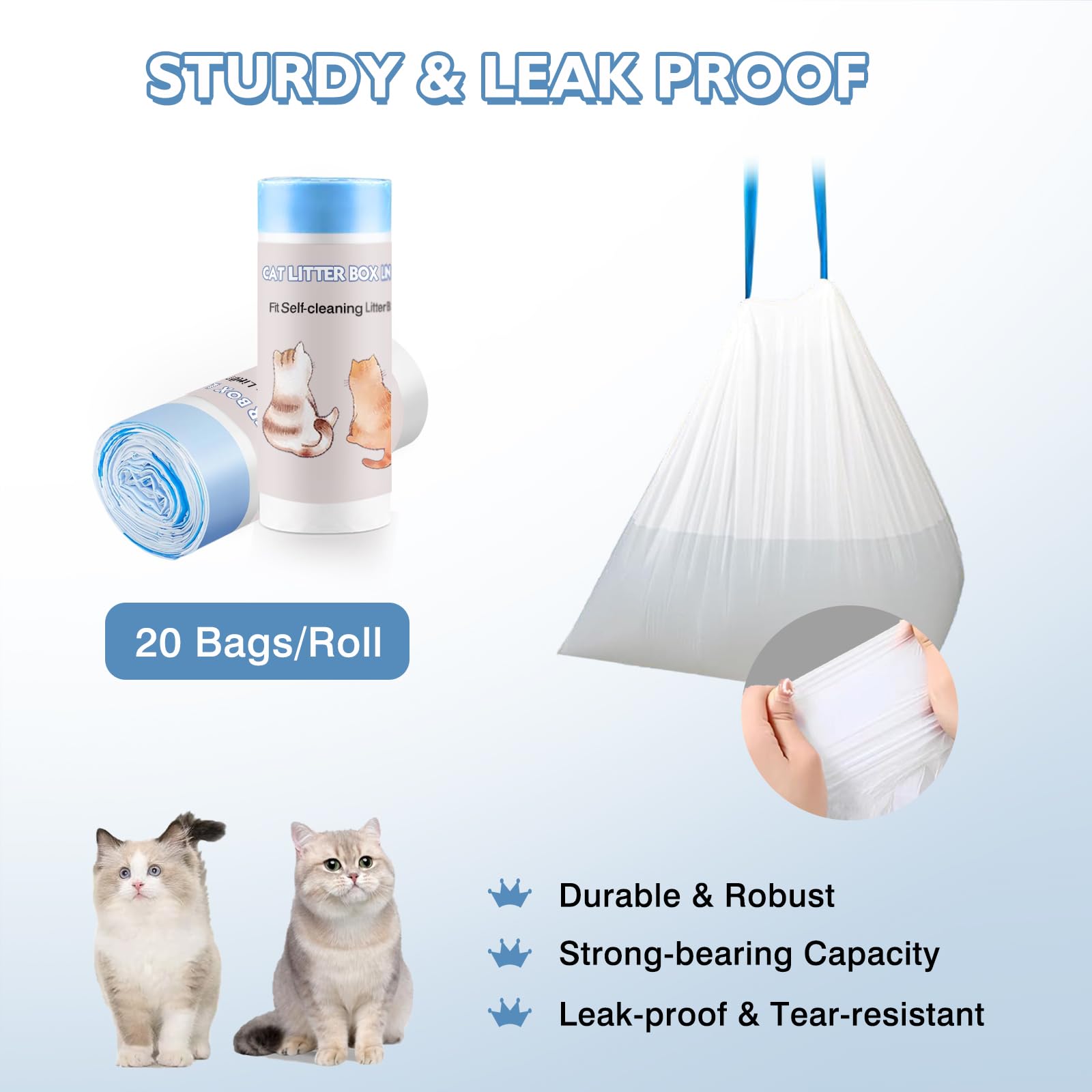 Joddguu 120 Pack Cat Litter Box Liners Compatible With Mw-Sc01/Mw-Sc02/Mw-Lr01 Automatic Cat Litter Box, Drawstring Heavy Duty K