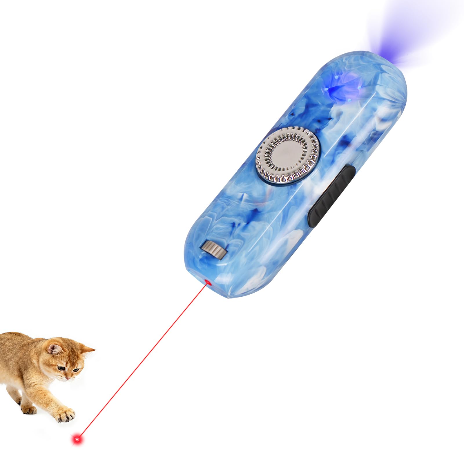 TBTeek Cat Toy, Finger Rotatable, 3 Modes, 5 Fun Patterns, Rechargeable, Portable Dog Cat Toy for Indoor Cats Chasing and Exerci