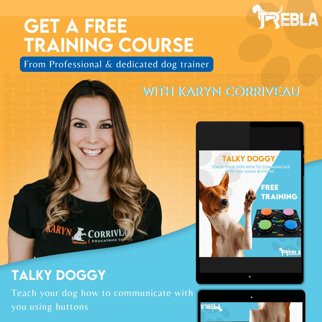 Trebla Magnetic Dog Talking Button Set–Dog Buttons For Communication | 4 Speaking Buttons, Rubber Mat, 15 Suggestion Stickers |Pet Talk Training Button |Voice Recording And Playback