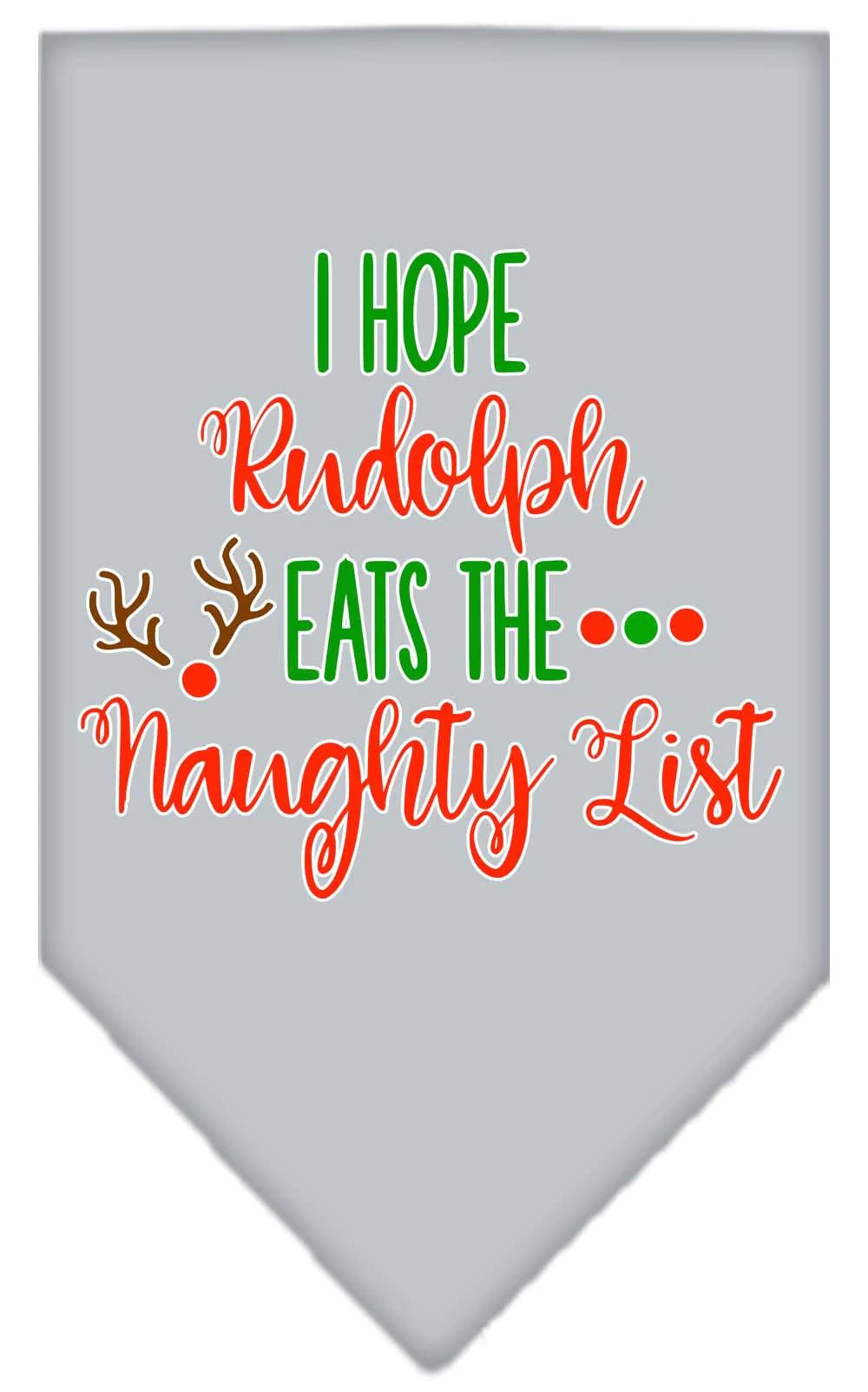 Christmas Pet and Dog Bandana Screen Printed, "Hope Rudolph Eats The Naughty List" Black Small