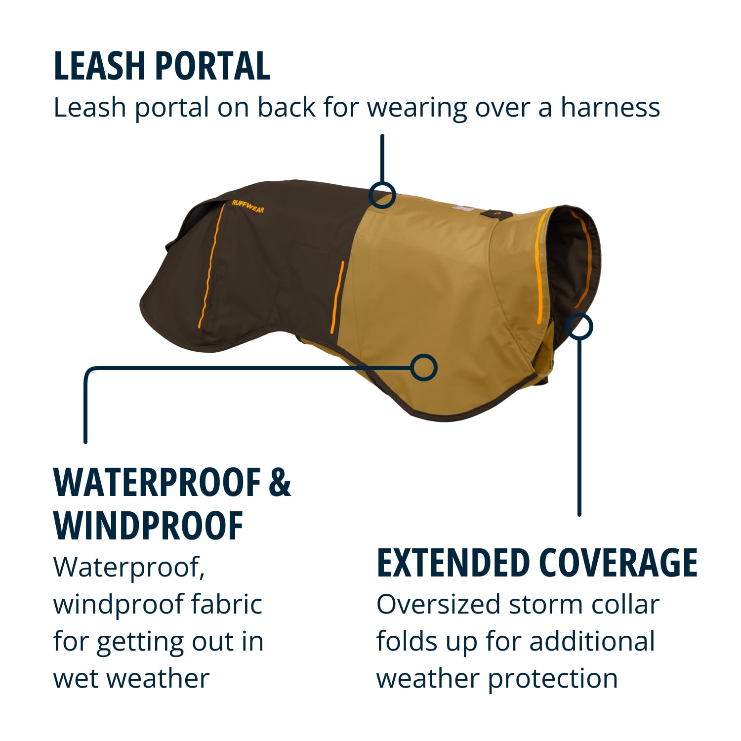 Ruffwear, Sun Shower Dog Raincoat, All-Weather Jacket, Waterproof, Windproof & Lightweight, Earth Brown, Large