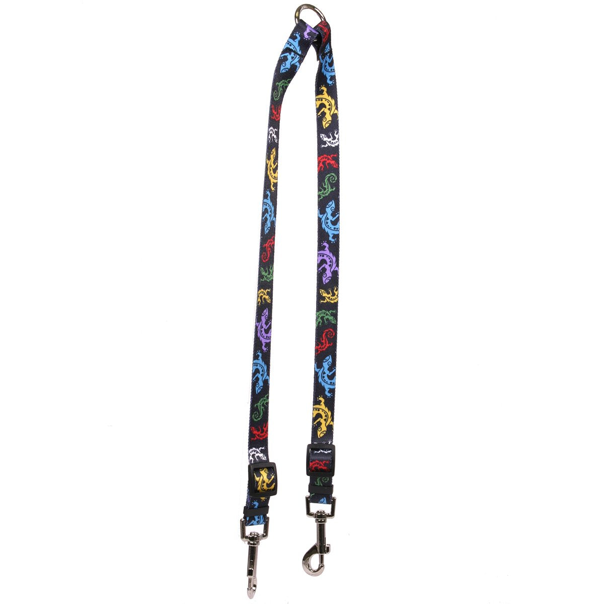 Yellow Dog Design Geckos Black Coupler Dog Leash 3/4' Wide And 12 To 20' Long, Medium