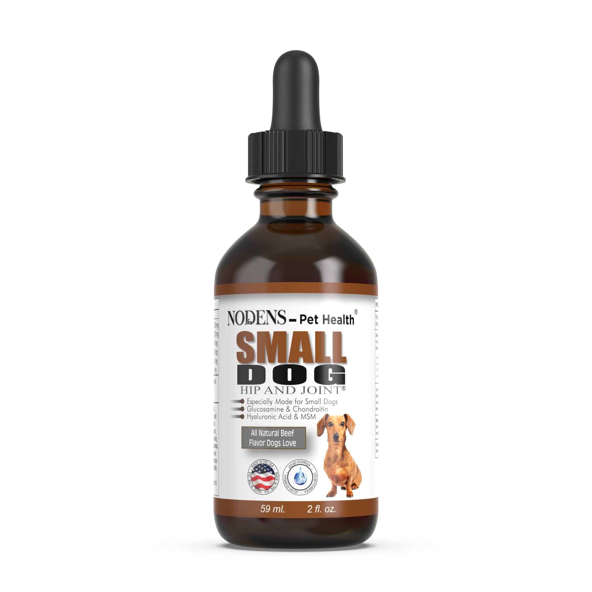 NODENS Small Dog Hip and Joint Liquid Glucosamine for Dogs with Chondroitin - Small Dog Joint Supplement for Natural Dog Pain Re