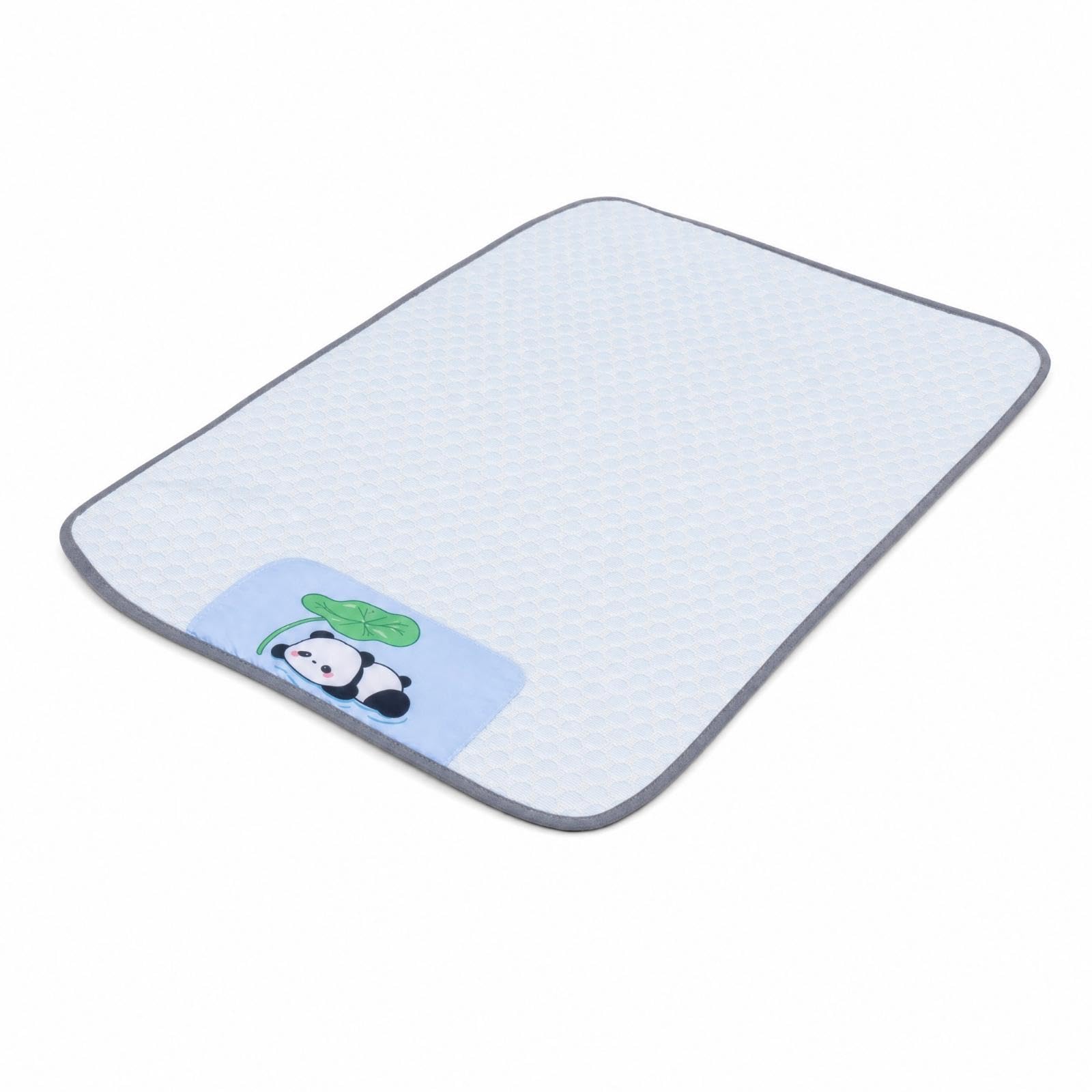 CALANDIS Cooling Mat with Panda Appliqu Quilted Dog Cooling Mat Rectangular for Dogs, Cats, Floor, Crate, Living Room Blue L | B