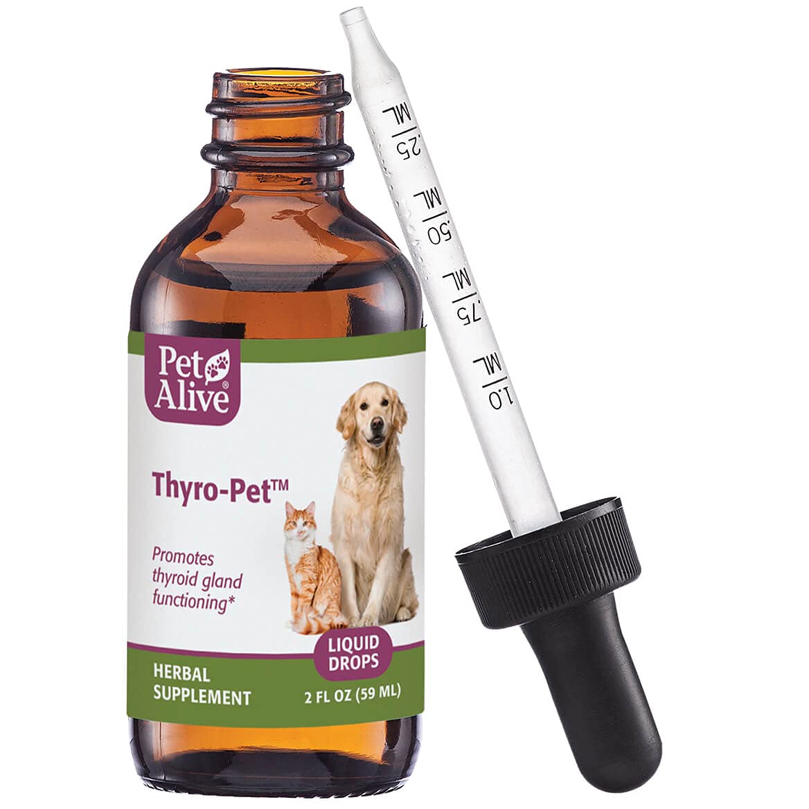 PetAlive Thyro-Pet Herbal Supplement for Dogs & Cats - Promotes Thyroid Function, One Size Fits All, Model PTYP001