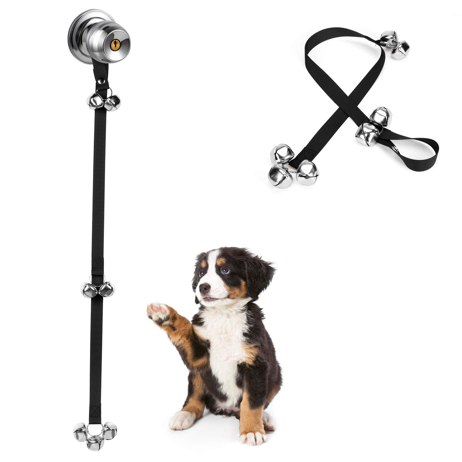 Jexcull Dog Doorbell For Training, Adjustable Puppy Doorbells Premium Doggy Train Tools Pet Supplies With 7 Loud Doorbells & 3 S