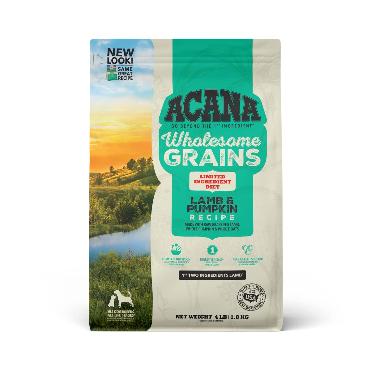 ACANA Wholesome Grains Dry Dog Food, Lamb & Pumpkin Recipe, 4lb