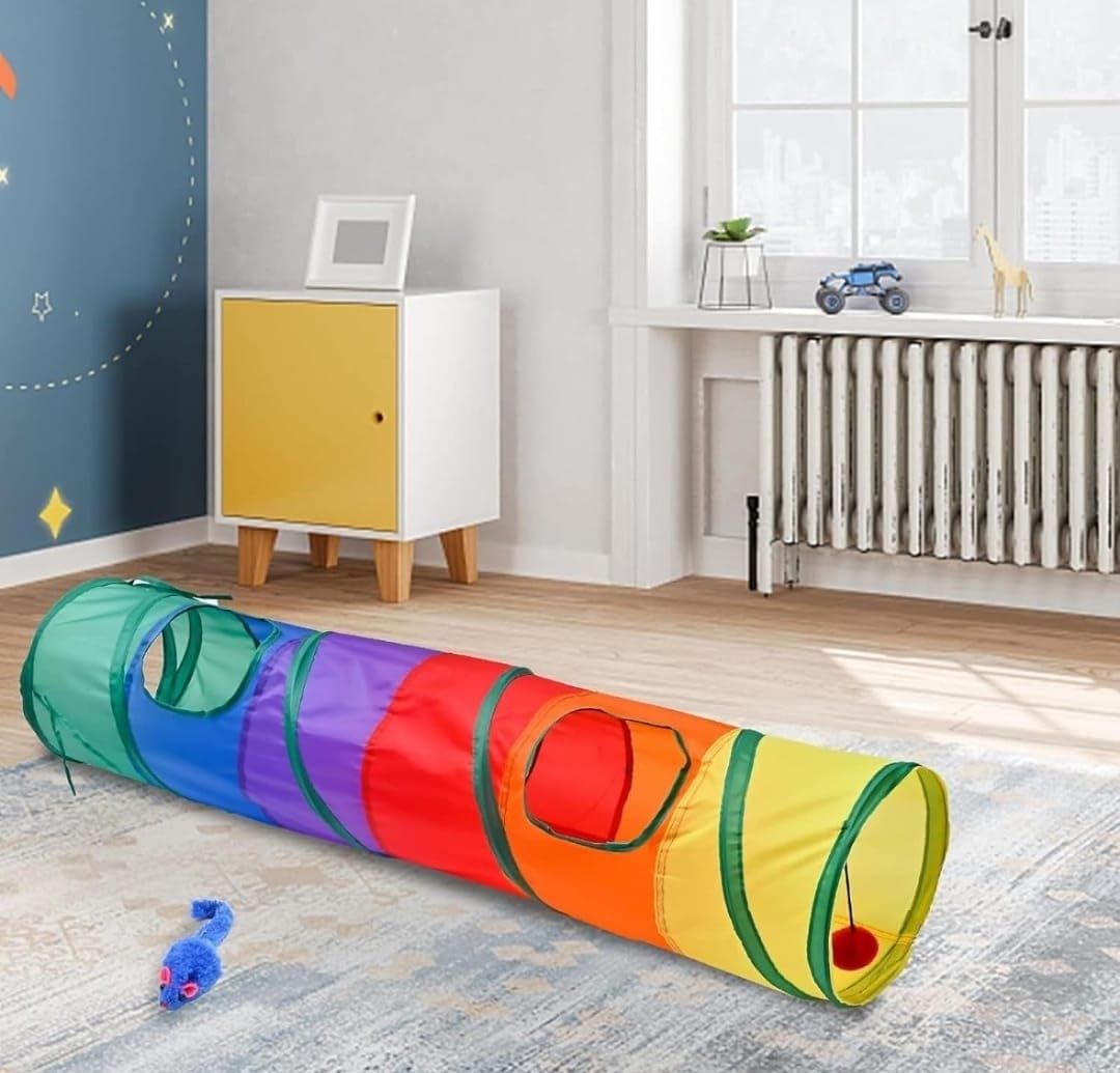 My Eden Cat Toys Cat Tunnel Pet Tube Collapsible Play Toy Indoor Outdoor Kitty Puppy Toys For Puzzle Exercising Hiding Training 