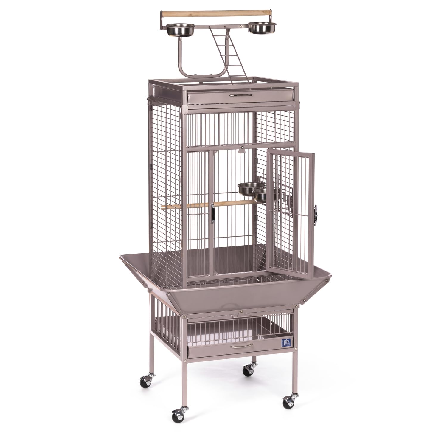 Prevue Pet Playtop Bird Cage - Medium Steel Bird Cage with Integrated Playtop, Rolling Stand, Seed Guards, and Perches, Ideal fo