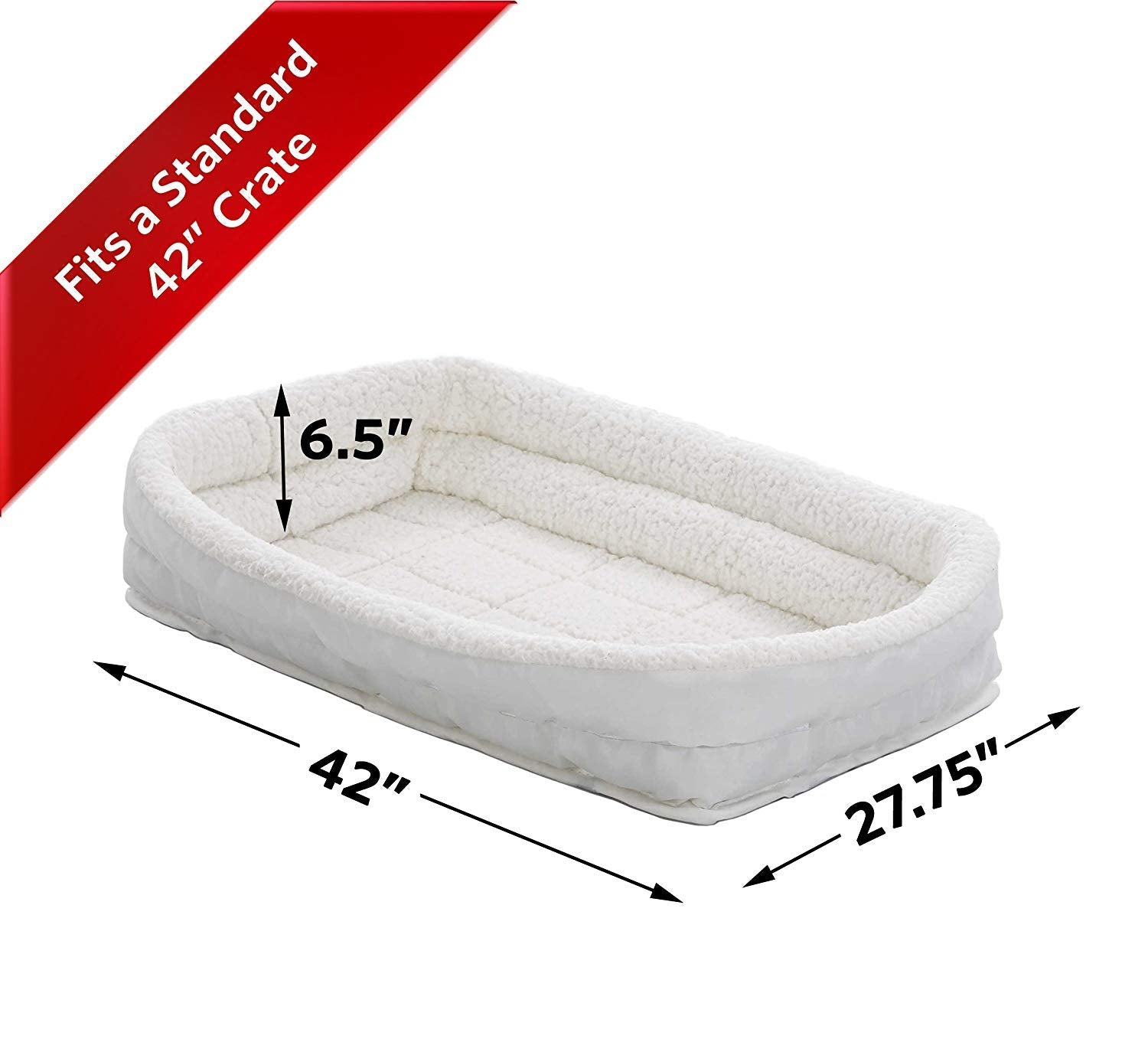 Midwest Homes For Pets Double Bolster Bed, 42'', , White Fleece (40342-Fs)