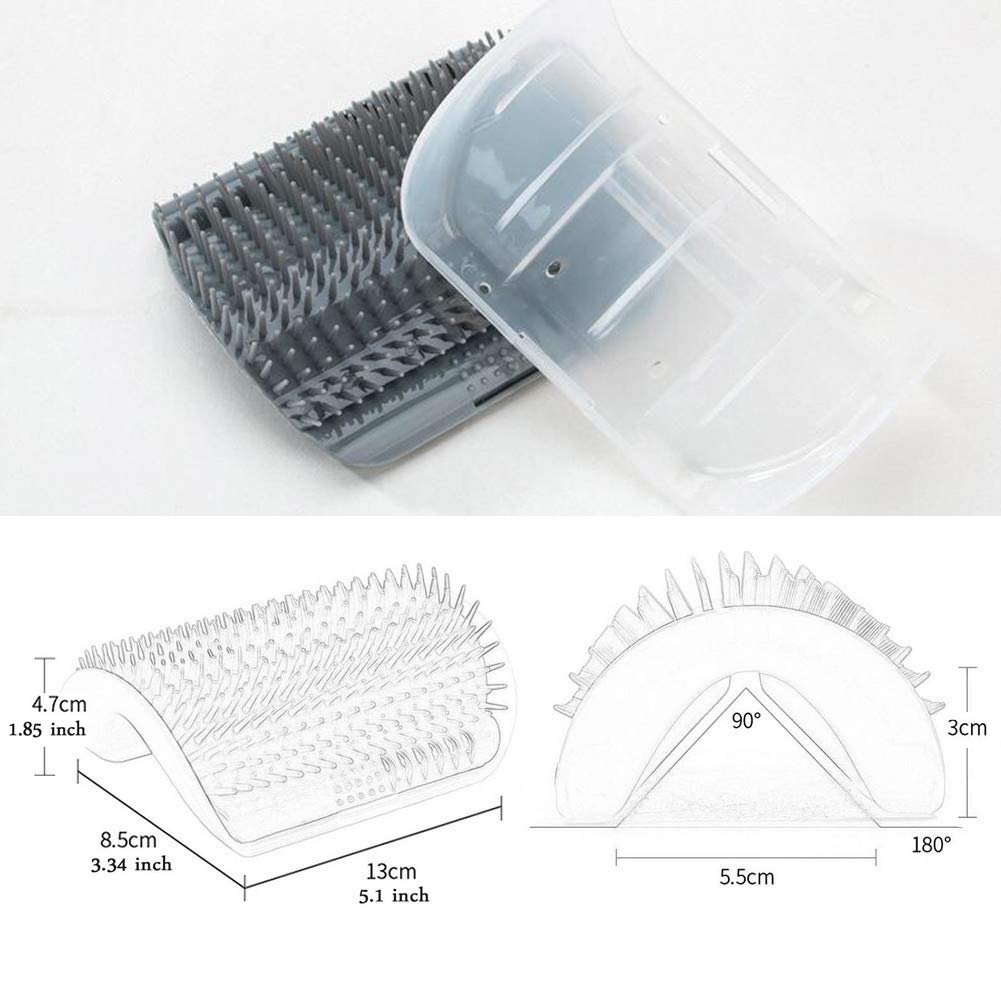 Imisno Cat Self Groomer Toy Wall Corner Massage Comb Perfect Massager Brush With Catnip (4 Pcs Gray)