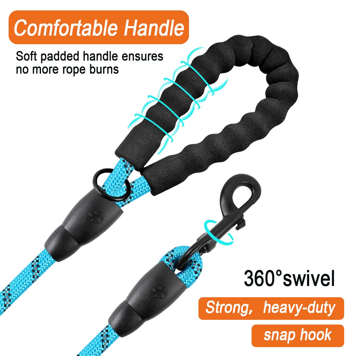 Barkbay Dog Leashes For Large Dogs Heavy Duty Dog Leash 4/5/6 Ft With Comfortable Padded Handle And Highly Reflective Threads Fo