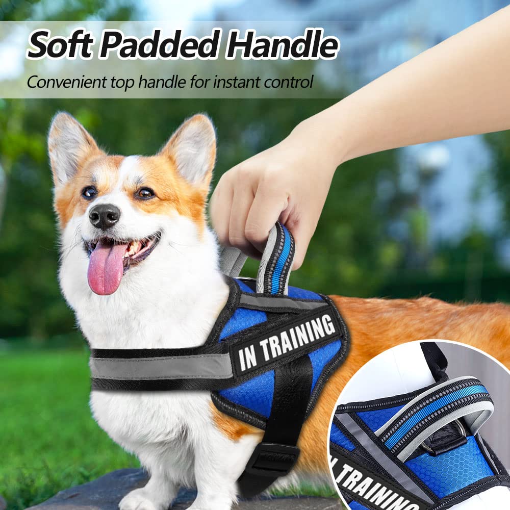 Dog Vest Harness And Patches Set, Animire In Training Service Dog Harness With 10 Dog Patches, Reflective Dog Vest With Handle F