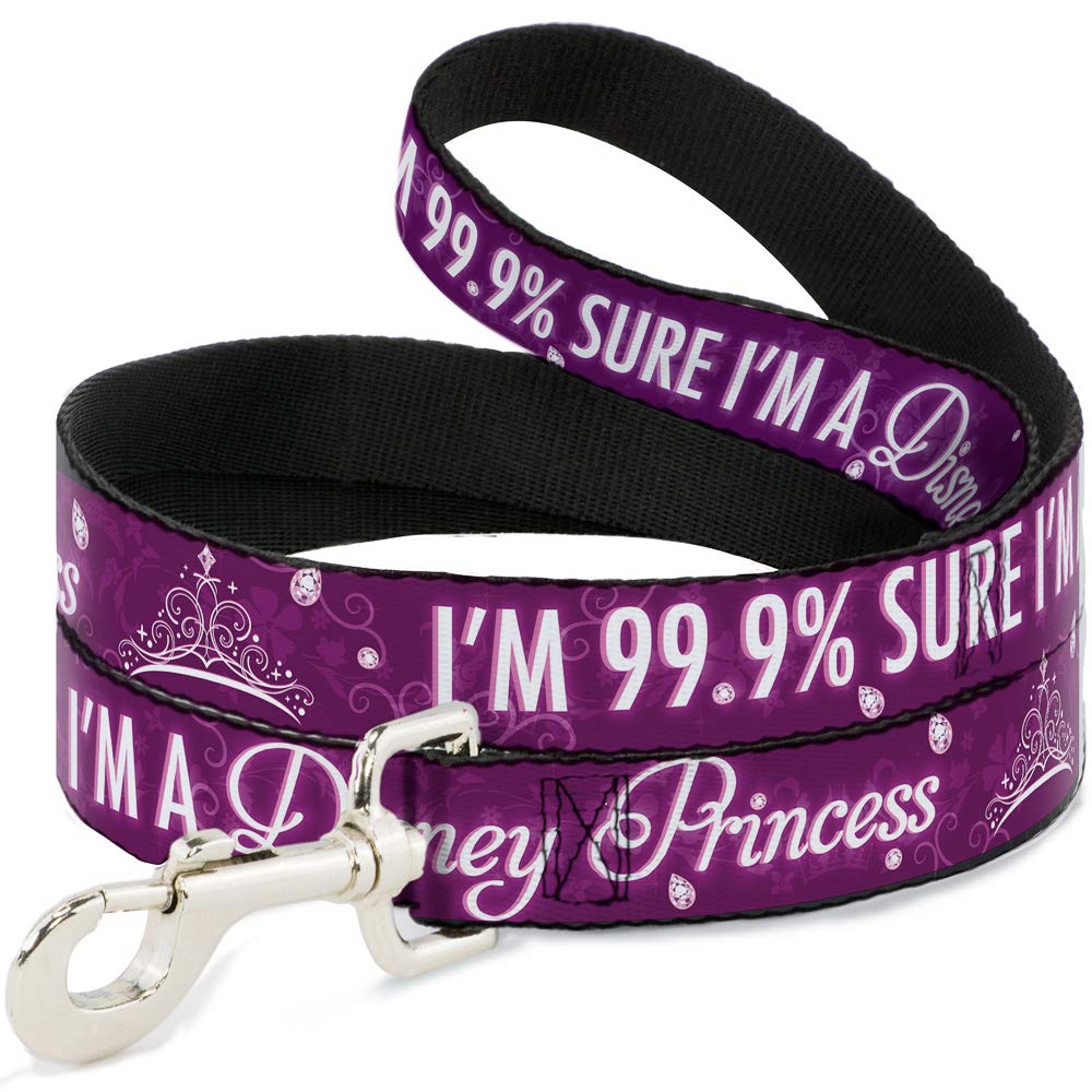 Buckle-Down Pet Leash - I'M 99.9% Sure I'M A Disney Princess Pinks/White - 6 Feet Long - 1.5'' Wide