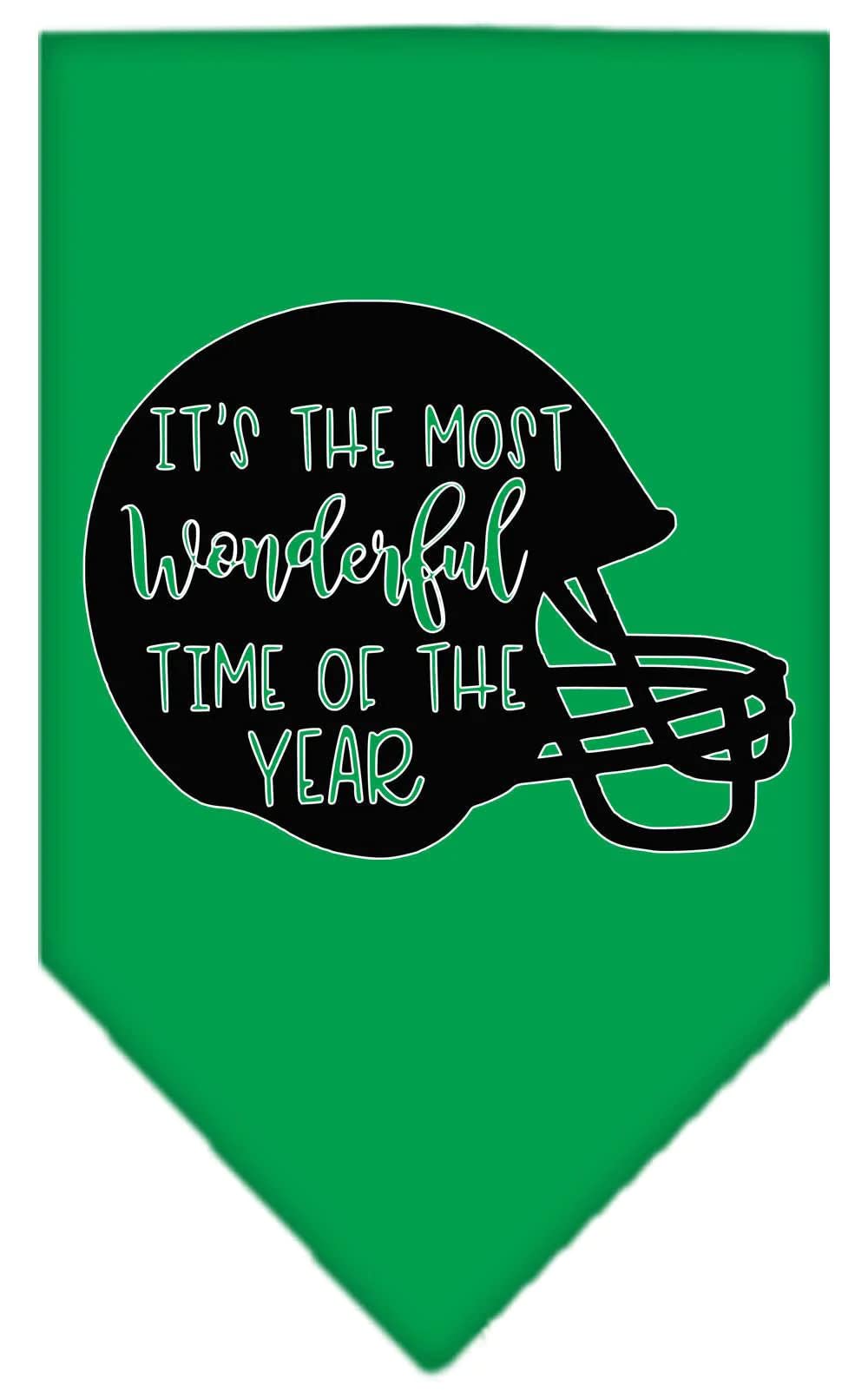 Pet and Dog Bandana Screen Printed, "It's The Most Wonderful Time Of The Year (Football)" Orange Large