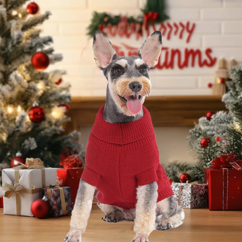 Mengmengda Dog Warm Christmas Winter Sweater Pet Clothes Knitwear For Medium Dog For Corgi, West Highland, Schnauzer, Border Col