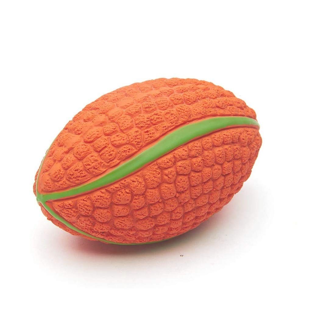 D&C PAWS Hard Spiked Squeaky Latex Rubber Squeaky Rugby Ball Chew Toy Ideal for Playing and Chewing Aggressive Chewers Dogs and 