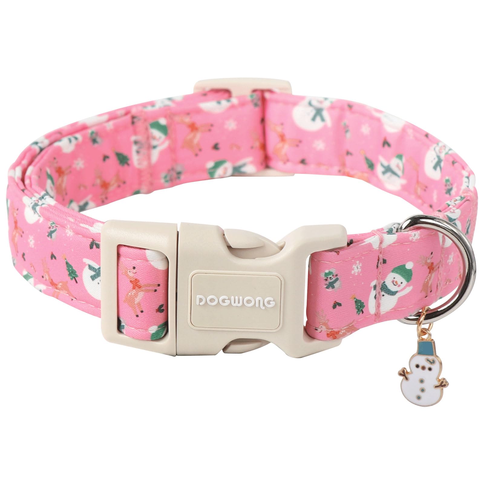Dogwong Snowman Dog Collar- Cute Designer Christmas Blue Dog Collars Adjustable Deer Dog Collar For Small Medium Large Dogs M