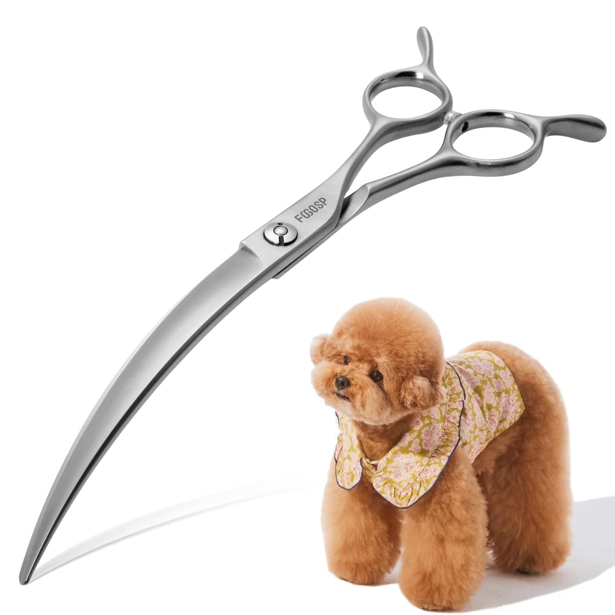 Fogosp Professional 45Curved Grooming Scissors For Dogs 7.0 In Big Arc Curved Shears For Professional Groomer Japan Vg10 High-Ca