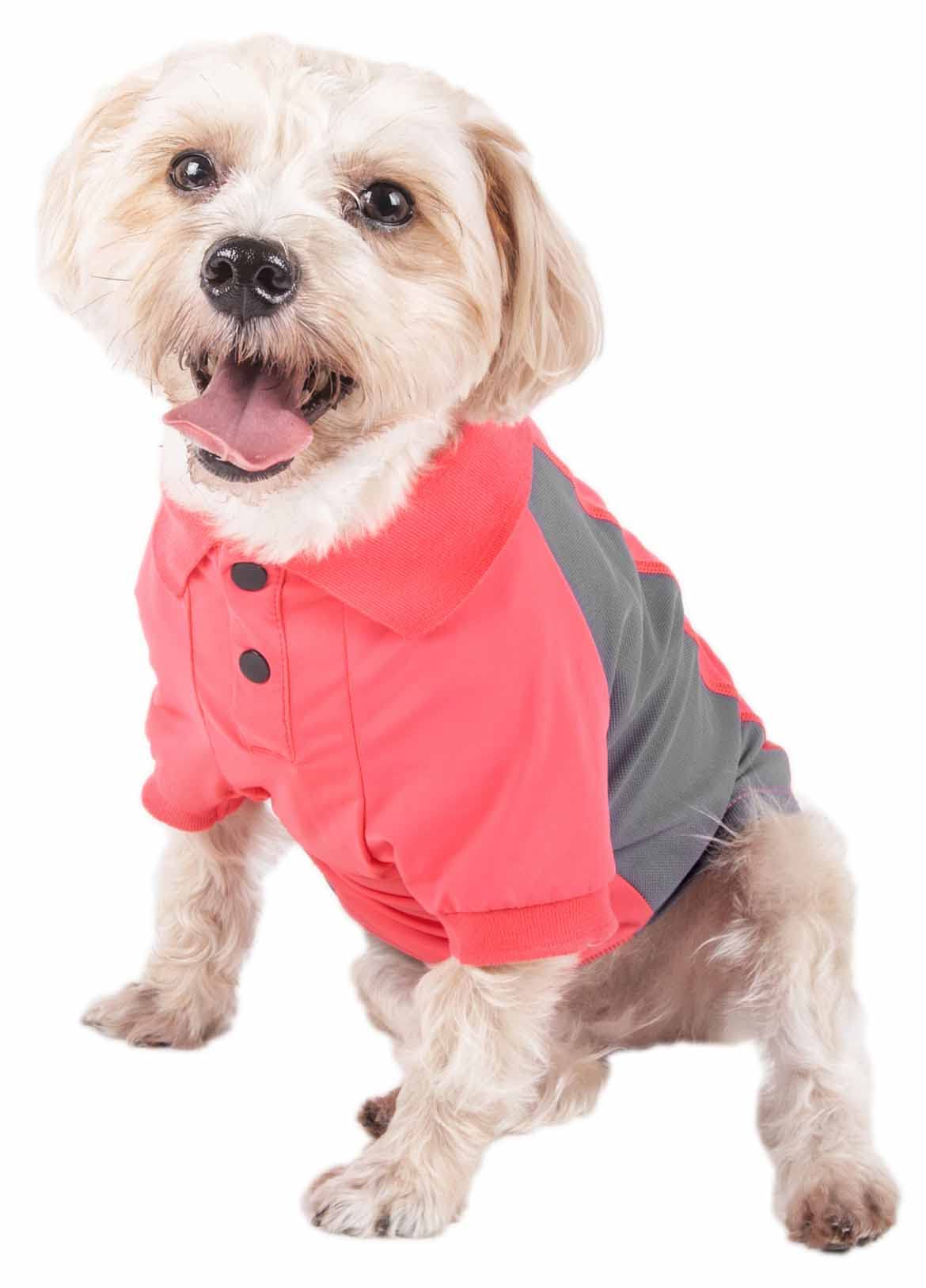 Pet Life ® Active 'Barko Pawlo' Stretchy Fitness and Yoga Dog T-Shirt - Dog Polo Featuring 4-Way Relax-Stretch and Quick Dry Technology - Performance and Reflective Pet T-Shirt Dog Clothes Small