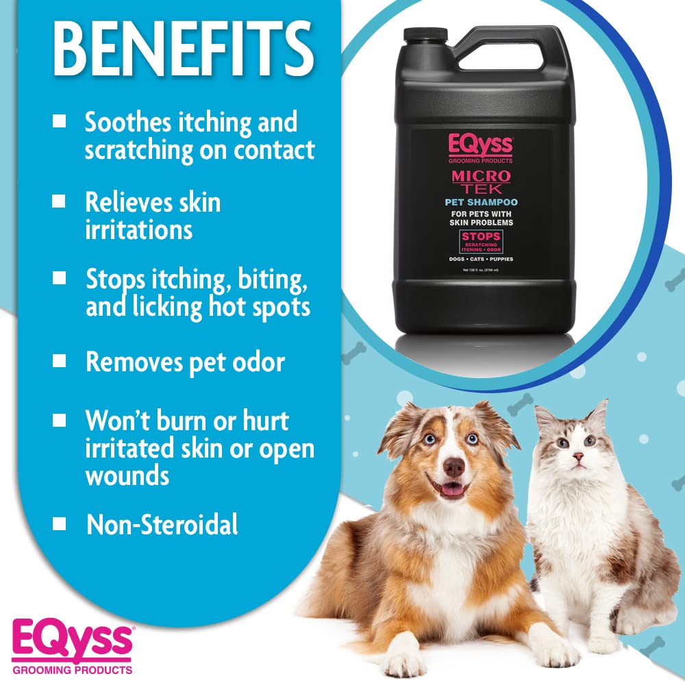 Eqyss Micro-Tek Pet Shampoo - Soothes Dry Irritated Skin On Contact, Stops Itching, Scratching, Biting, Licking Hot Spots - For