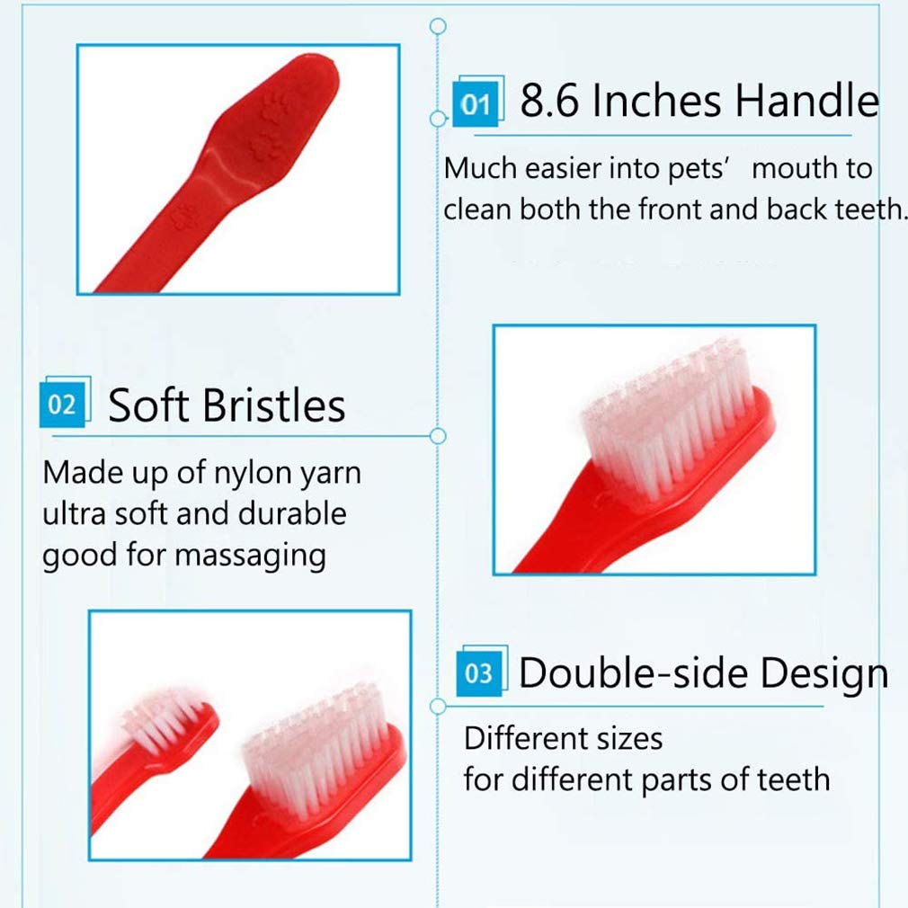 Zeyaa 10 Pack Pet Dog Toothbrush, 2 Triple Head Pet Toothbrushes 3 Double Head Tooth Brush 5 Pack Finger Rubber Toothbrushes, Mu