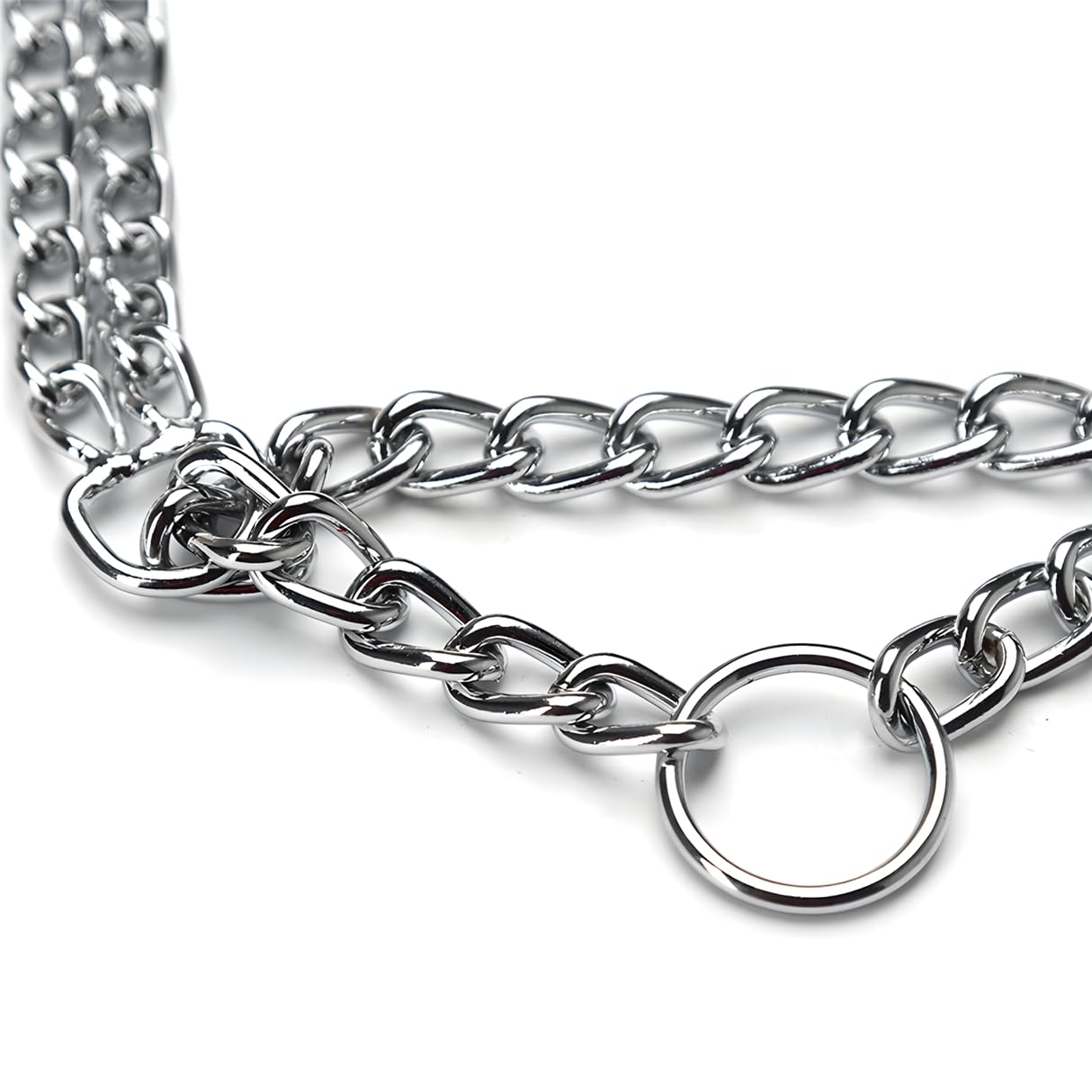 Silver Dog Chain Collar, Double Row Martingale Chain Dog Collars, Chew Proof Metal Cuban Link Dog Collar Adjustable For Small Me