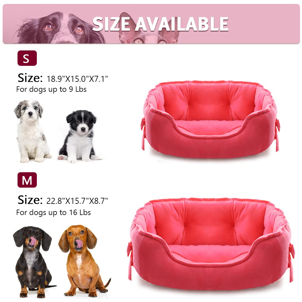 Pawstrip Cute Princess Dog Bed Pink Puppy Bed For Small Dogs Breathable Cat Couch Bowknot Pet Cushion Comfortable Kitten Nest Gi