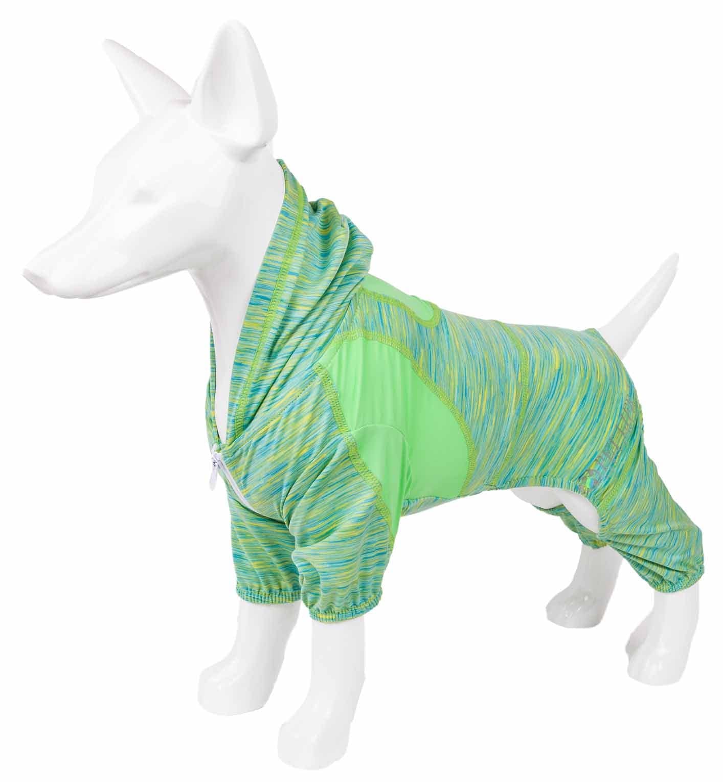 Pet Life  Active Downward Dog Hoodie and Flexible Full Body Dog T-Shirt - Lightweight Dog Fitness Tracksuit and Yoga Dog Clothes