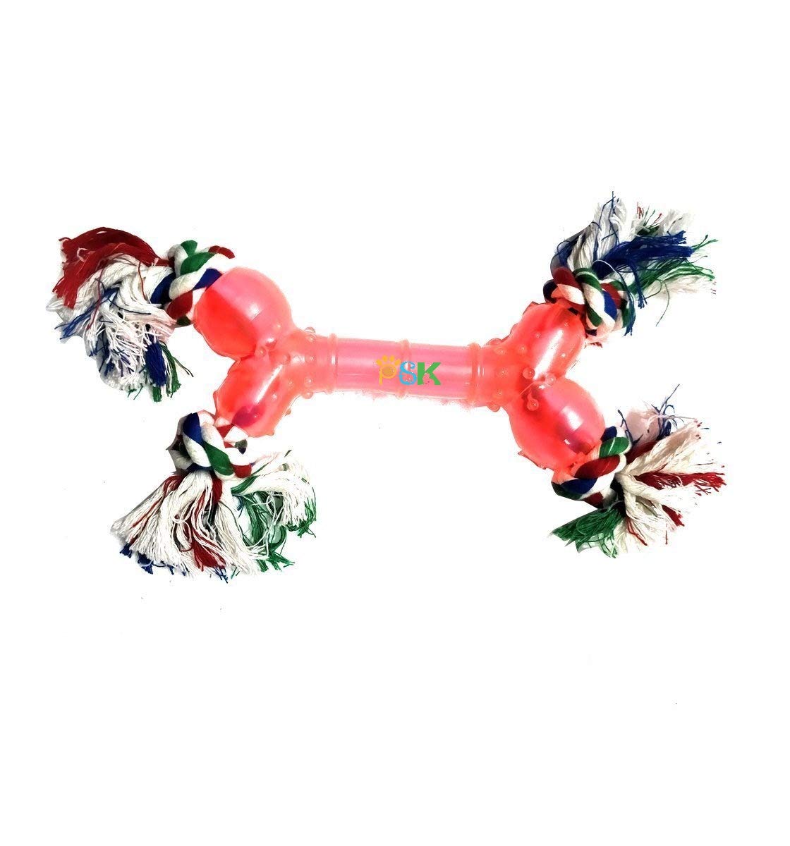 Psk Pet Mart Rubber Rope Bone Dog Chew Toy, Puppy Teething Toy, 9 Inches, Color May Vary
