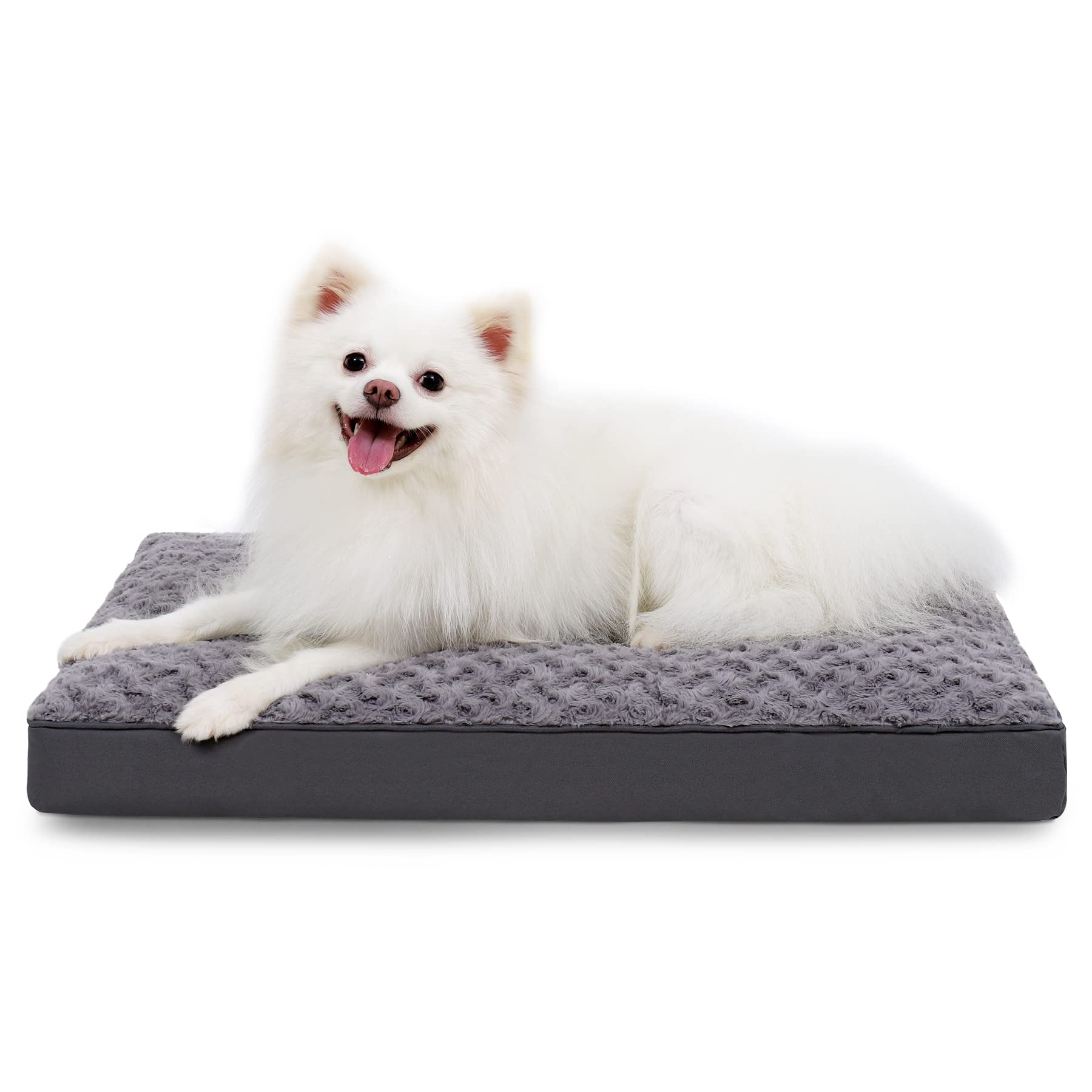 Dog Crate Bed Waterproof For Small Dogs - Rose Velvet Soft Fluffy Washable With Removable Cover & Anti-Slip Bottom, 23 X 17 Inch