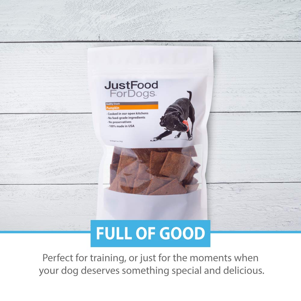 JustFoodForDogs Limited-Ingredient Pumpkin Healthy Dog Treats, Made in The USA, 5 oz