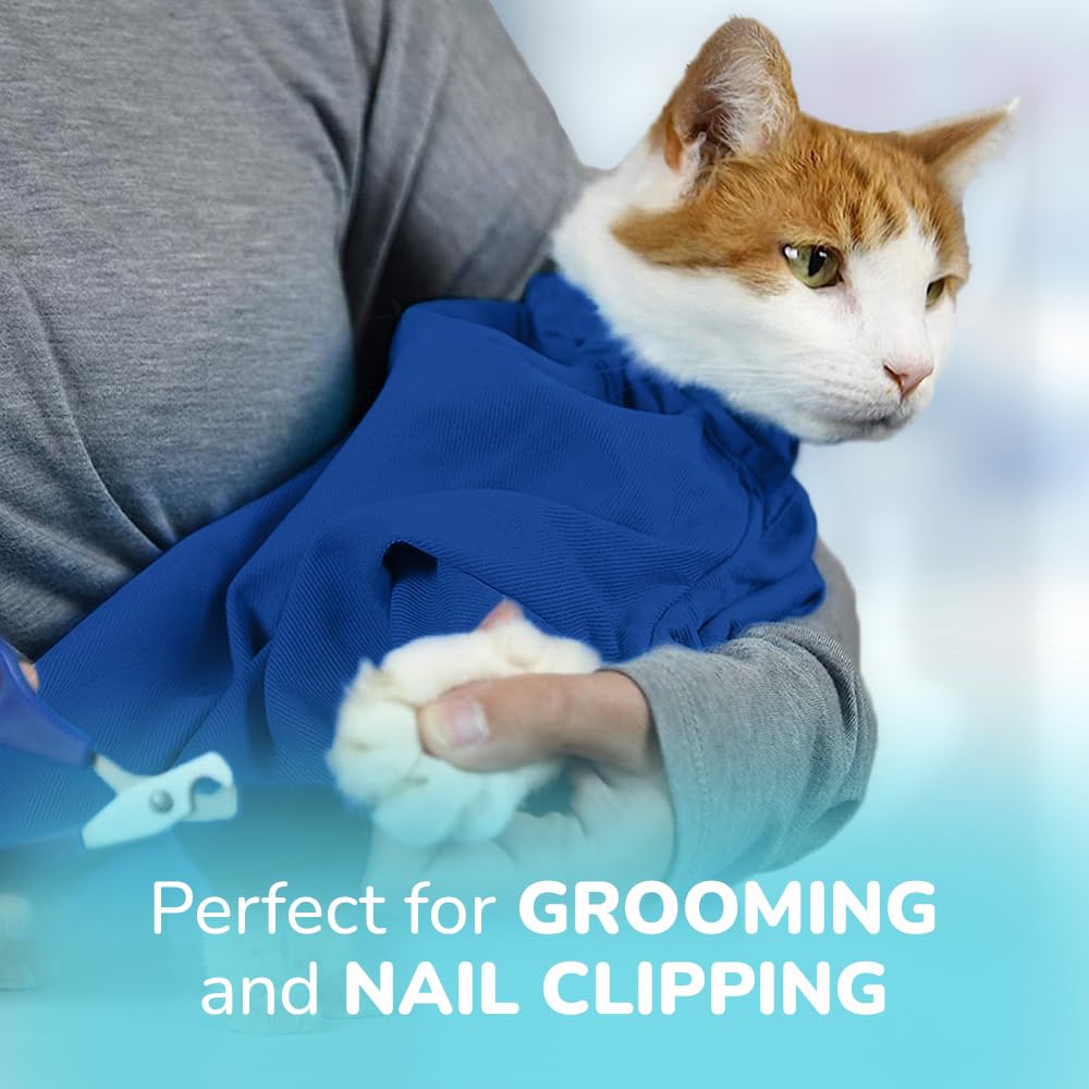 Cat-in-the-Bag Cozy Comfort Carrier - Small Cobalt Blue Cat Carrier Soft for Grooming, Vet Visits, Medication Administration, De