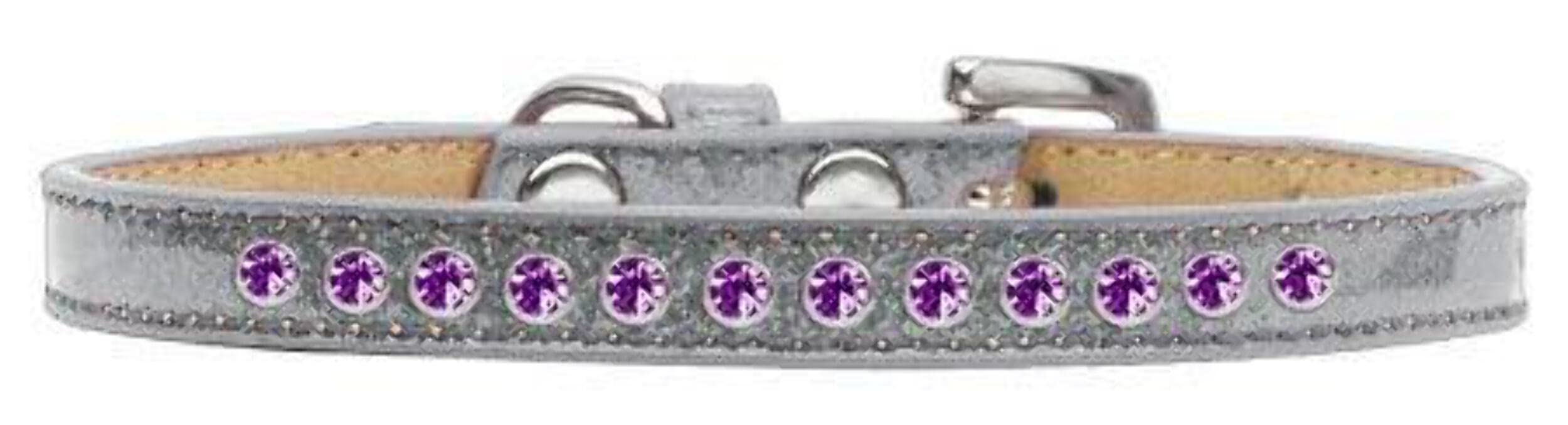 Dog, Puppy and Pet Ice Cream Collar, Purple Crystal Rimsets Silver 16