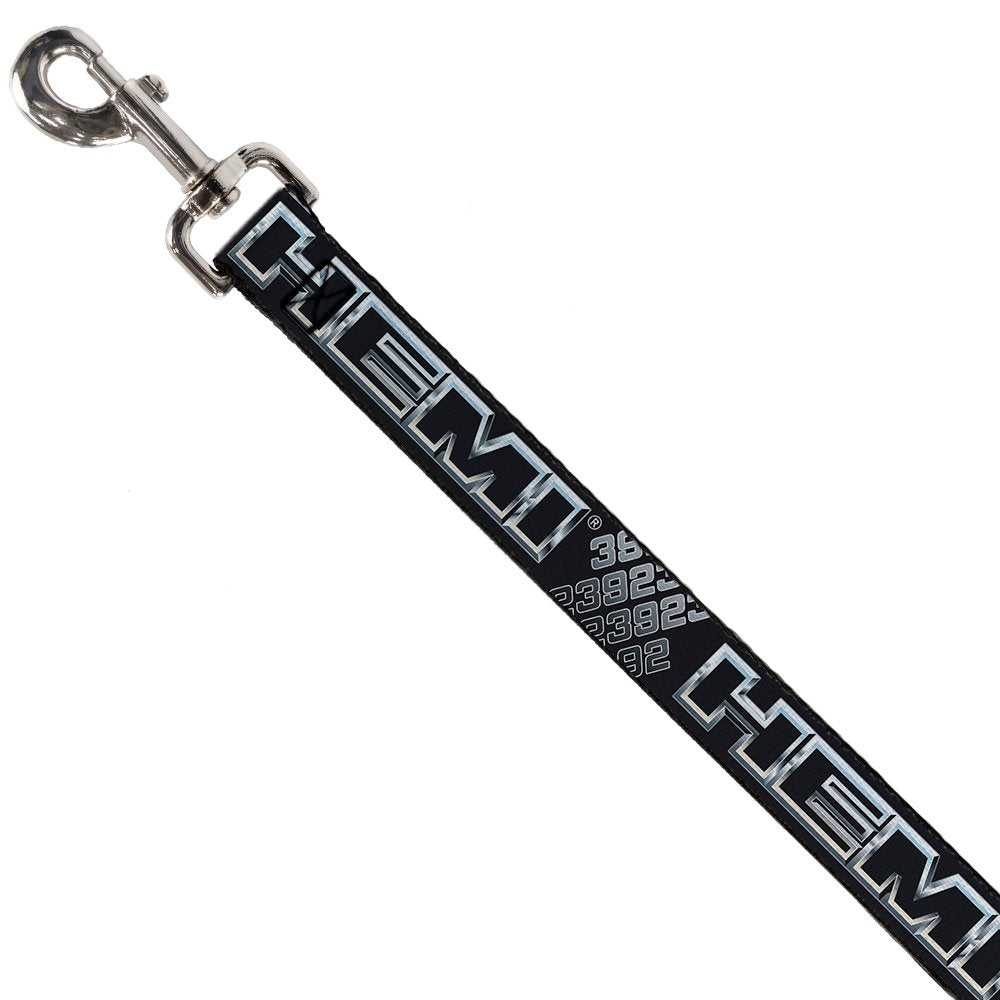 Dog Leash Hemi Bold Outline 392 426 Black Silver Fade 4 Feet Long 0.5 Inch Wide