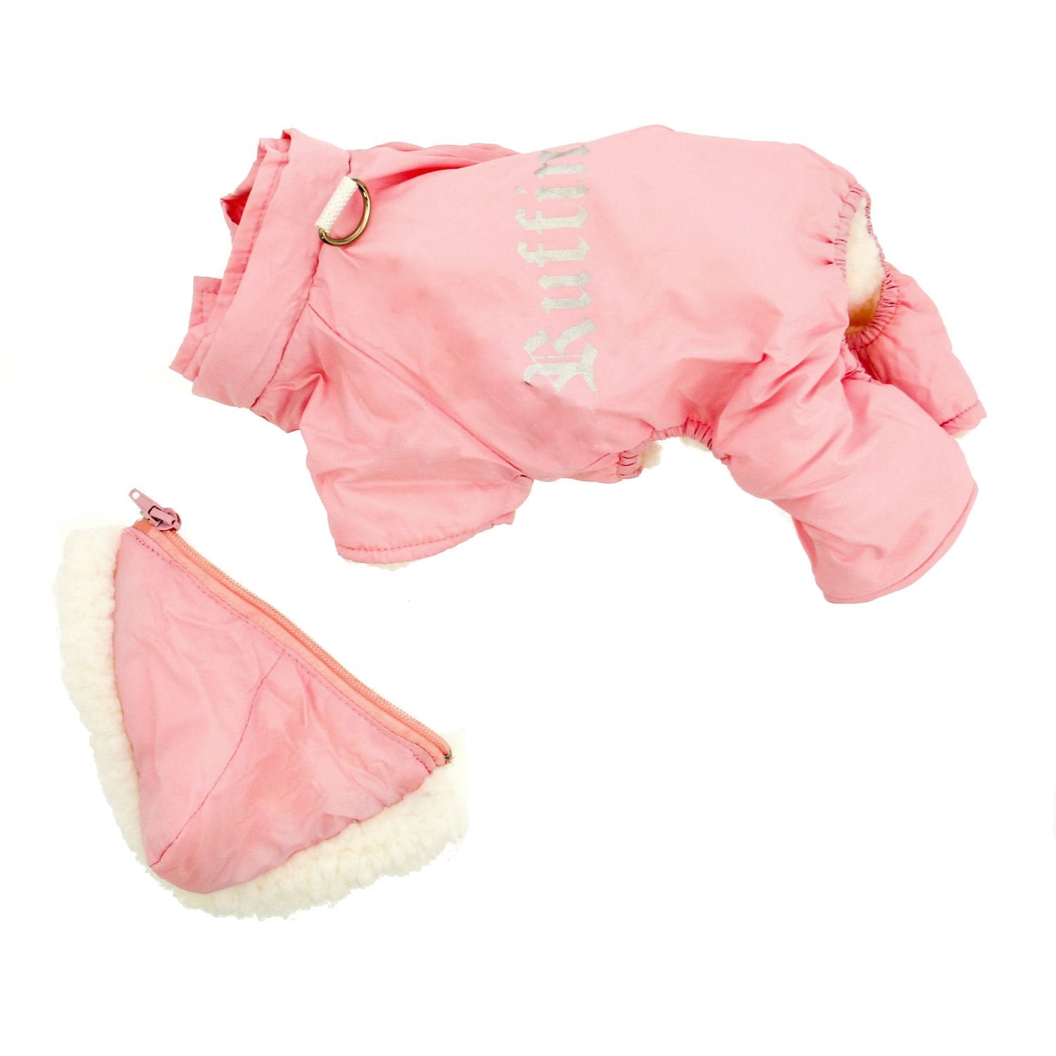 Doggie Design Pink Ruffin It Dog Snow Suit Harness (Sherpa Fleece) - Pink Medium (M)