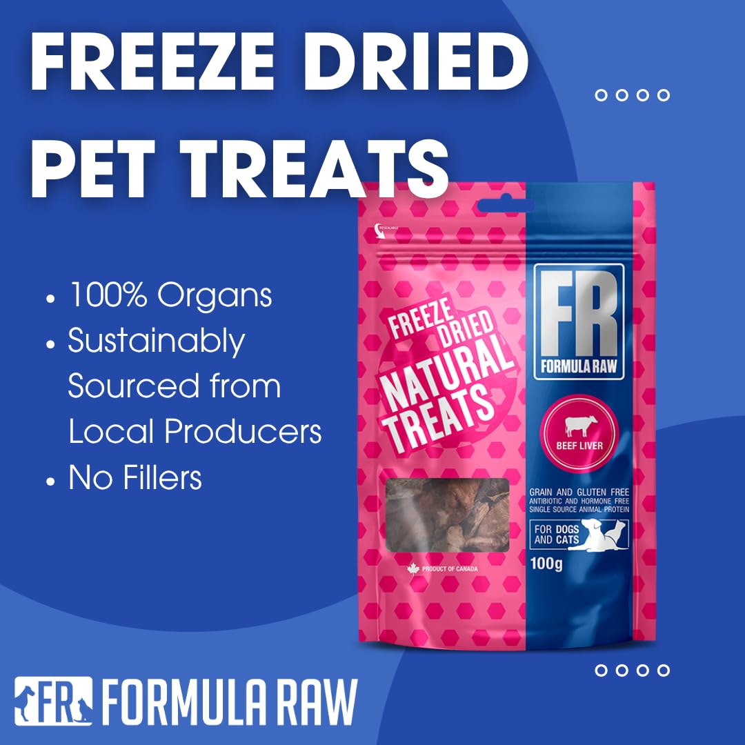 Formula Raw Freeze-Dried Beef Liver Pet Treats - Single Ingredient, High Protein Natural Snack for Dogs and Cats - Grain-Free, A