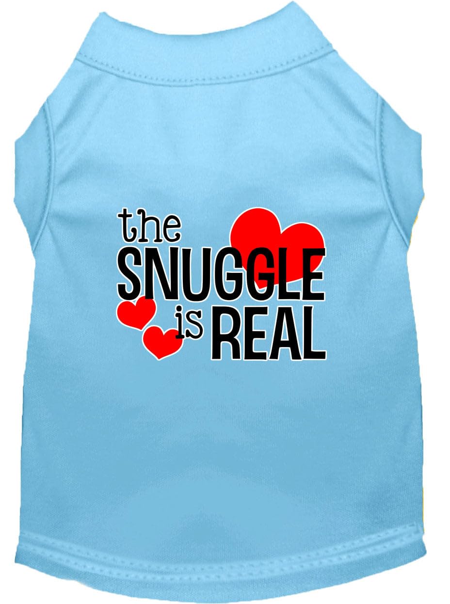 Pet Dog & Cat Shirt Screen Printed, "The Snuggle Is Real" Baby Blue SM (3-6 lbs.)
