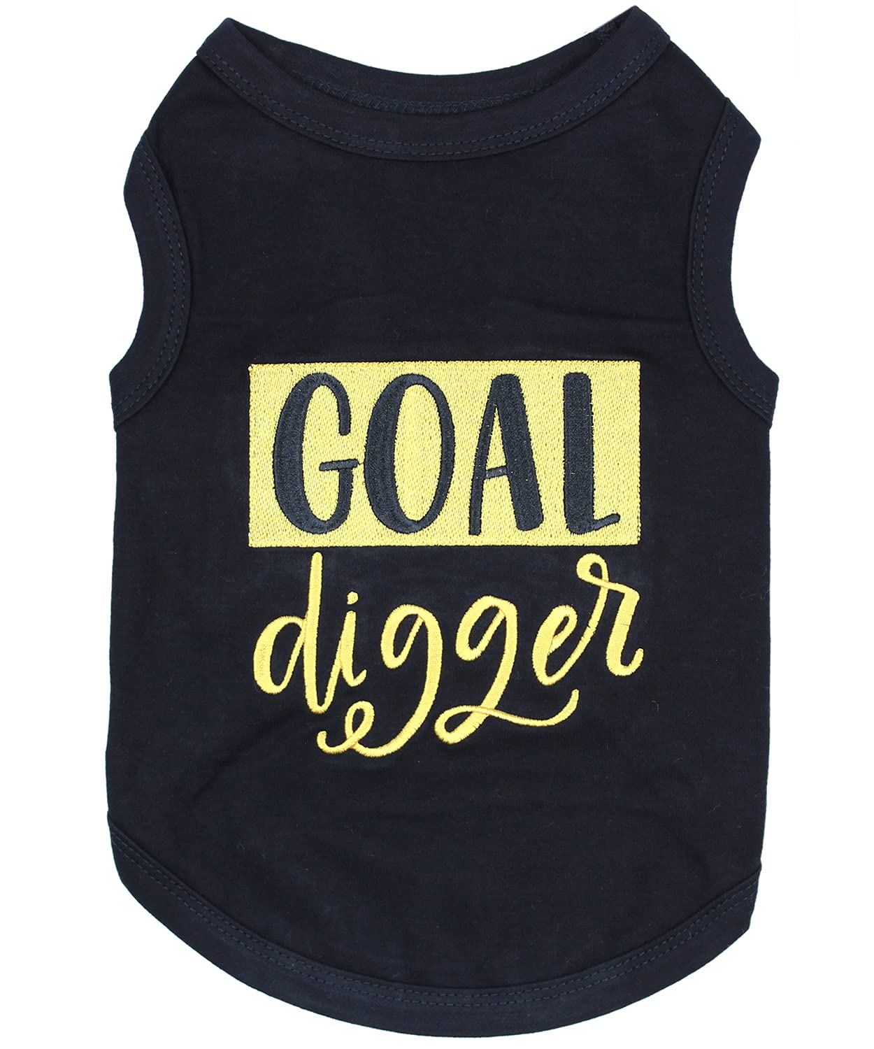 Parisian Pet Unisex Dog Tshirt - Embroidered “ Goal Digger“ Dog Shirt - Breathable And Lightweight Dog Clothes - Sleeveless Black Dog Tee Shirts - Machine Washable Dog Shirt For Large Dogs - Xl